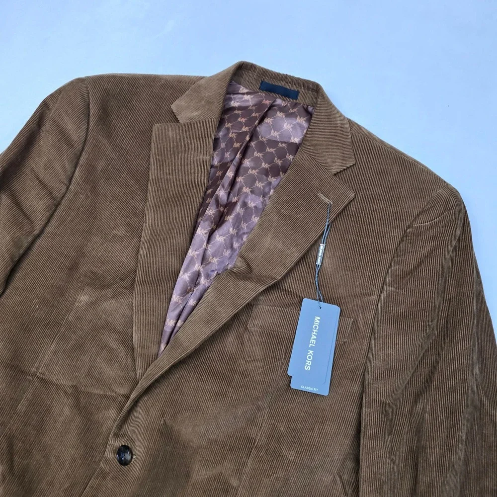 Michael Kors Corduroy Sport Coat‎ Mens 44R 44 Vicuna Brown Classic Fit $295 NEW